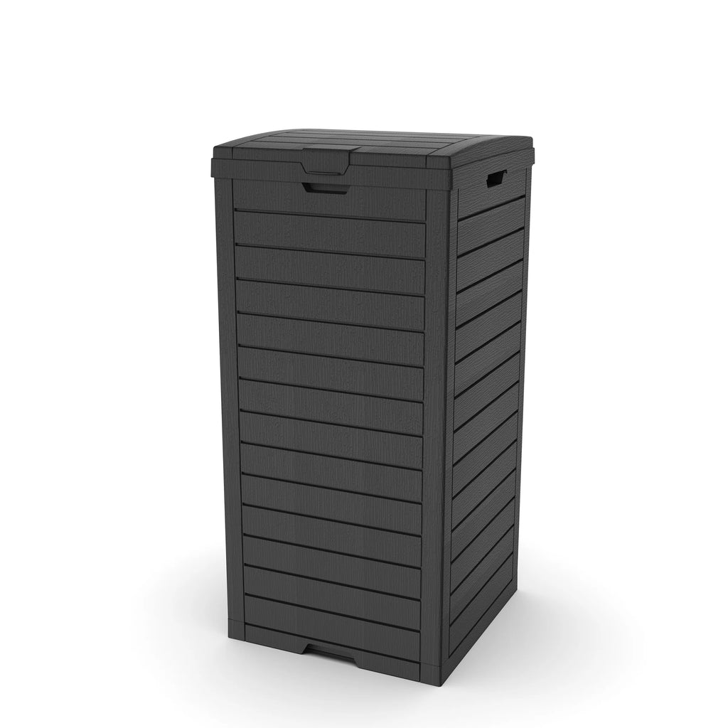 31 Gallon Outdoor Trash & Recycling Bin, Resin Deck Box with Manual Lift Lid for Garbage Storage