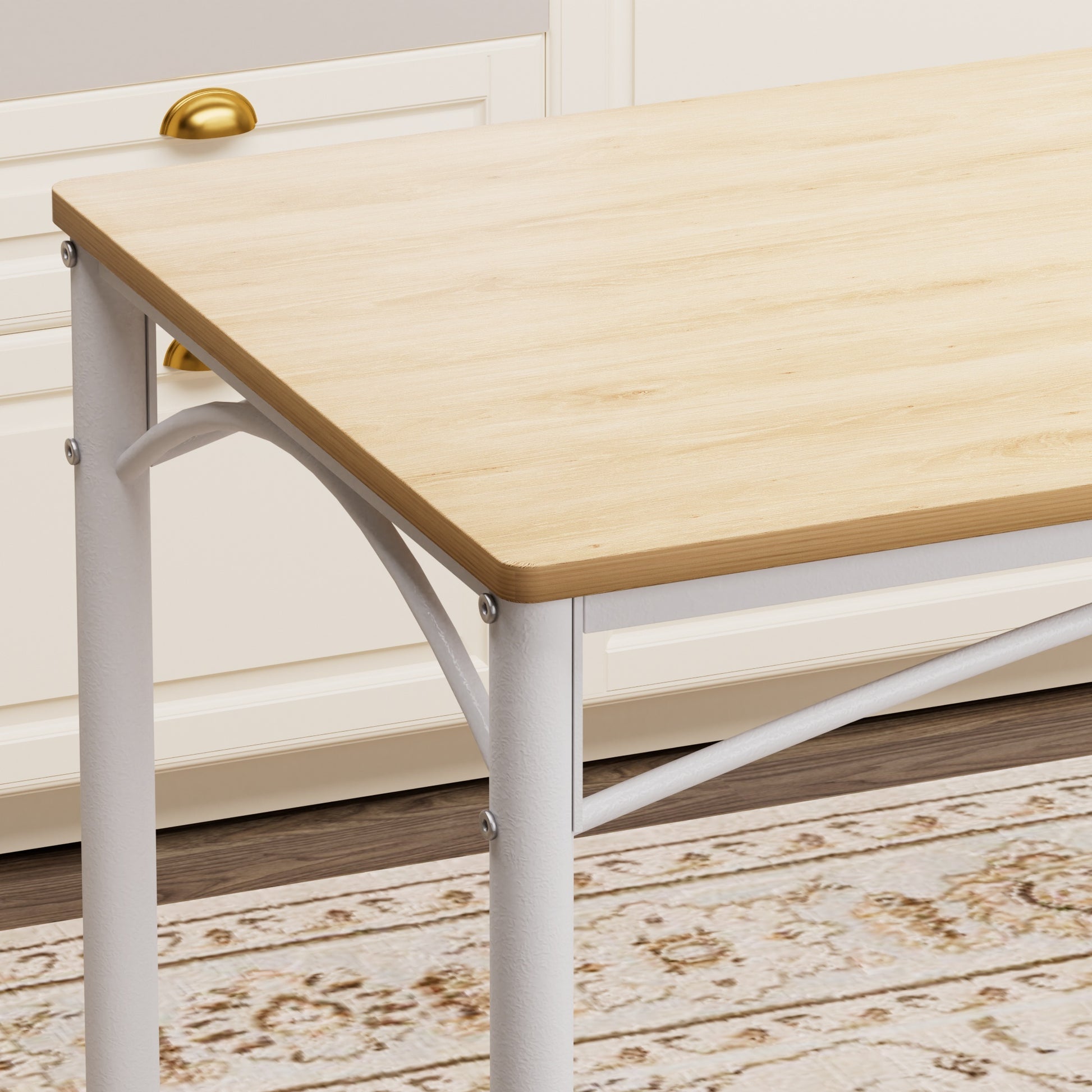 Industrial Dining Table Set with 4 Benches, Multi-Functional Kitchen Breakfast Table