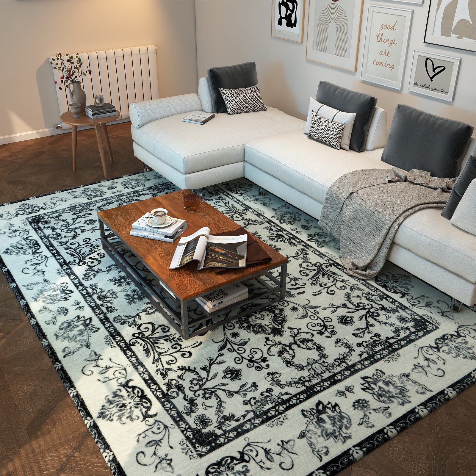 5x7ft Washable Abstract Print Multi-Color Area Rug, Thin Distressed Non-Slip Carpet for Living Room Bedroom,  Home Decor