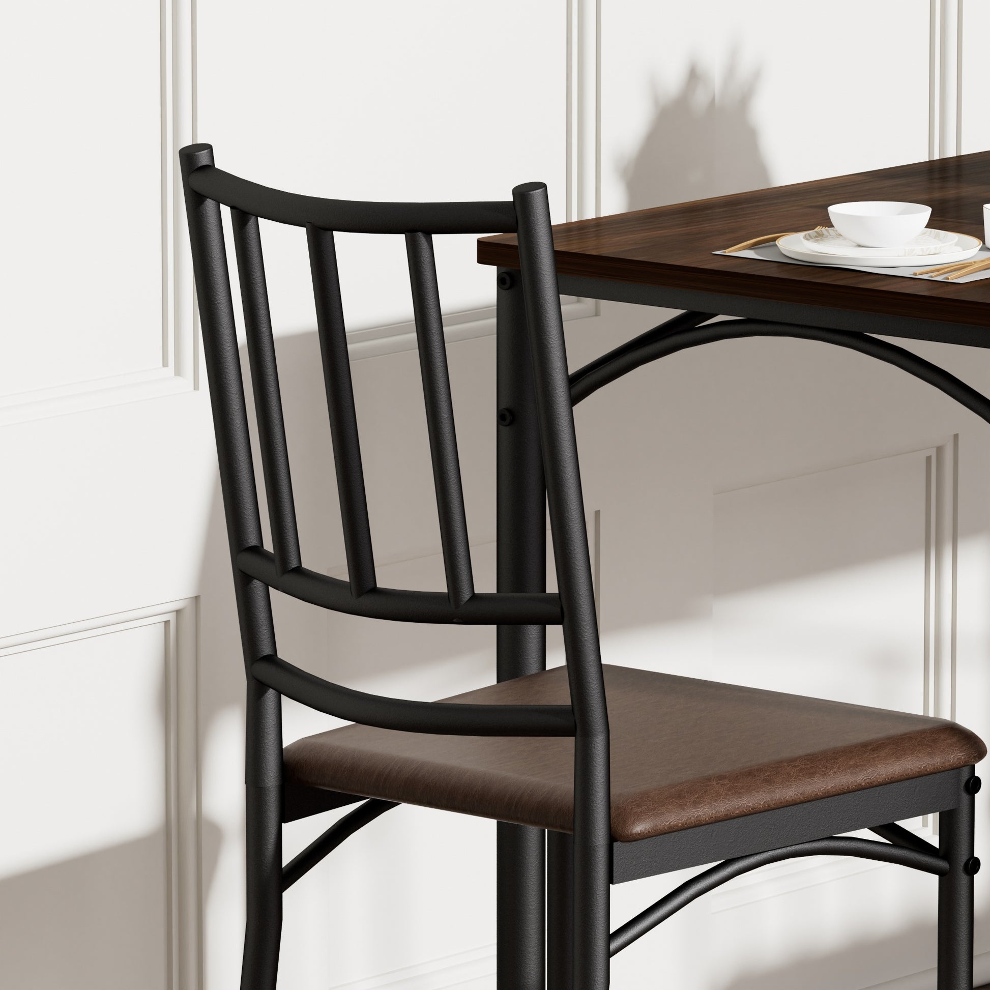 Industrial Dining Table Set with 4 Benches, Multi-Functional Kitchen Breakfast Table for Living Room