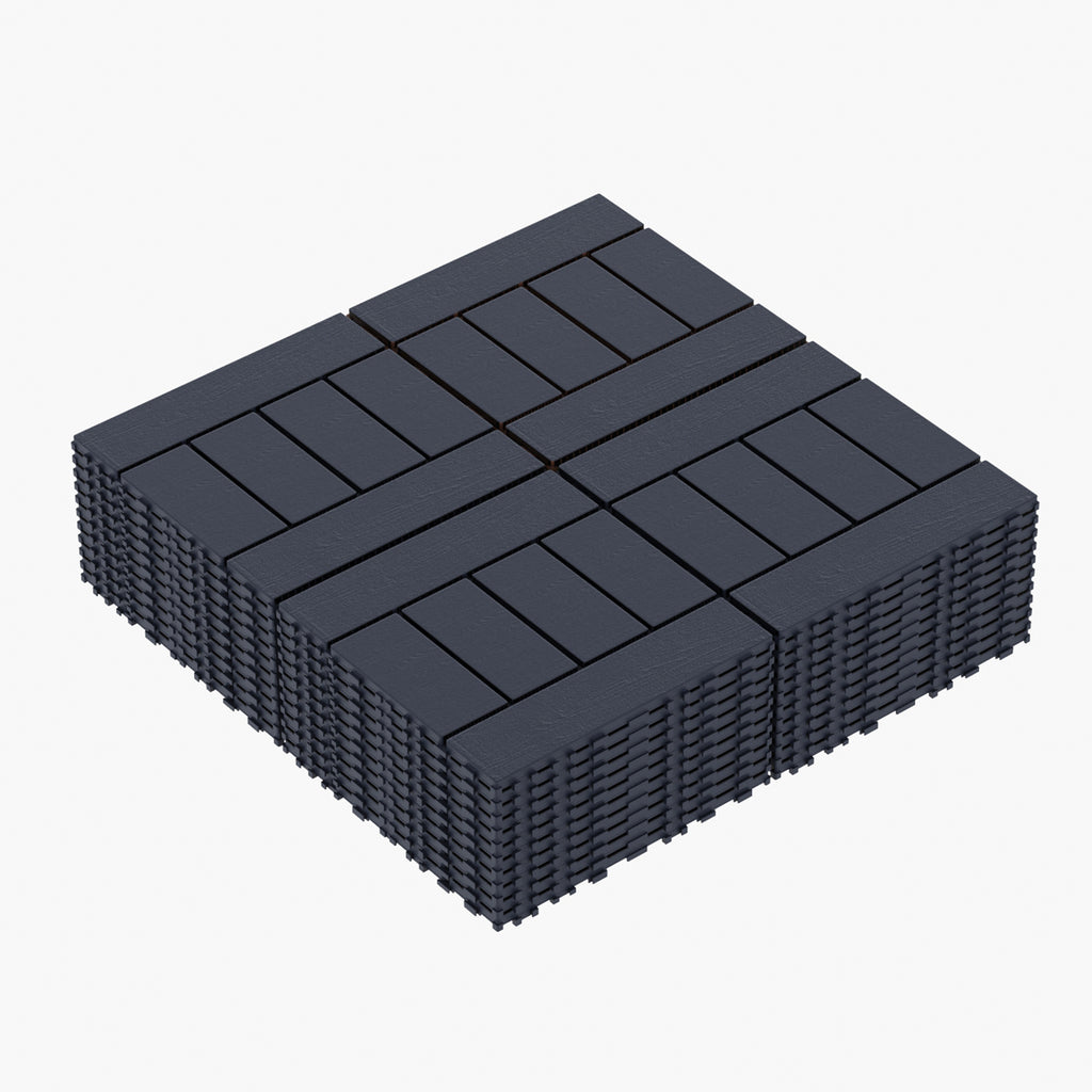 Chic Crate 44 Pack 12'' Interlocking Plastic Deck Tiles – Dark Gray, Waterproof