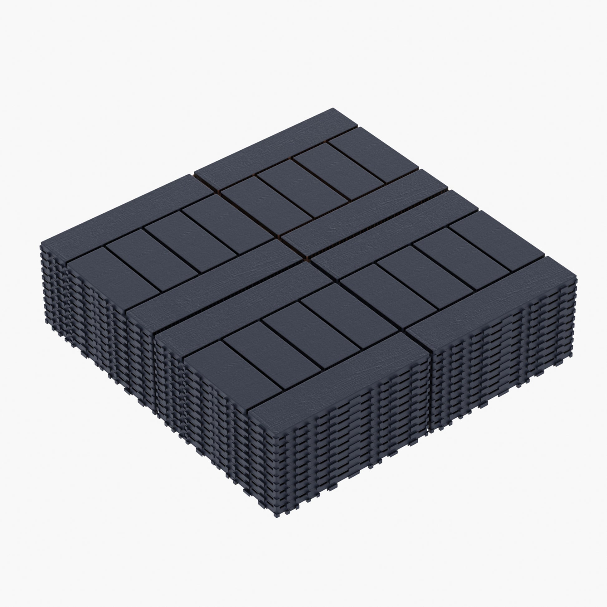 Chic Crate 44 Pack 12'' Interlocking Plastic Deck Tiles – Dark Gray, Waterproof