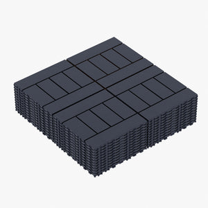 Chic Crate 44 Pack 12'' Interlocking Plastic Deck Tiles – Dark Gray, Waterproof