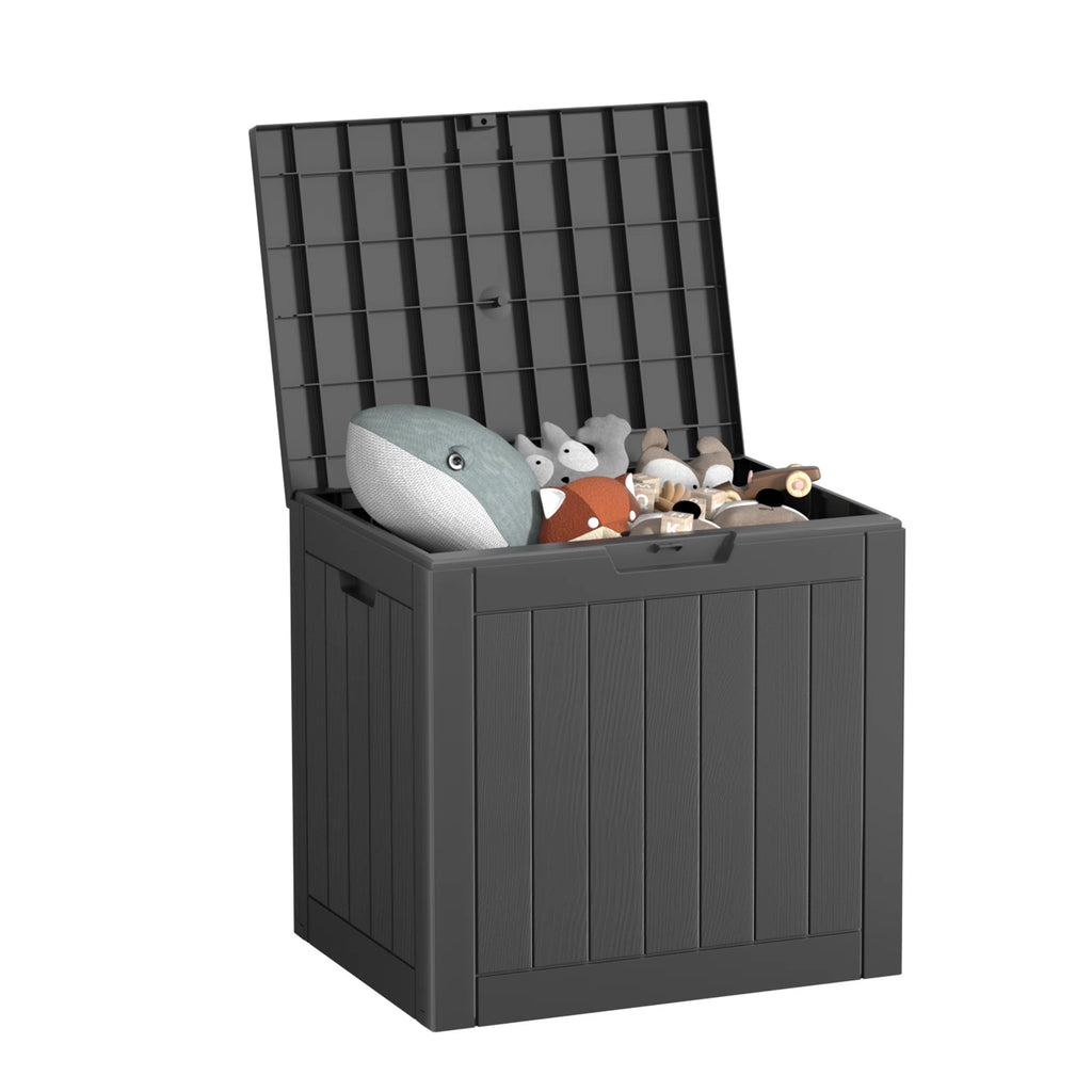 30 Gallon Deck Box, Water-Resistant Resin Outdoor Storage Box with Lockable Lid for Patio