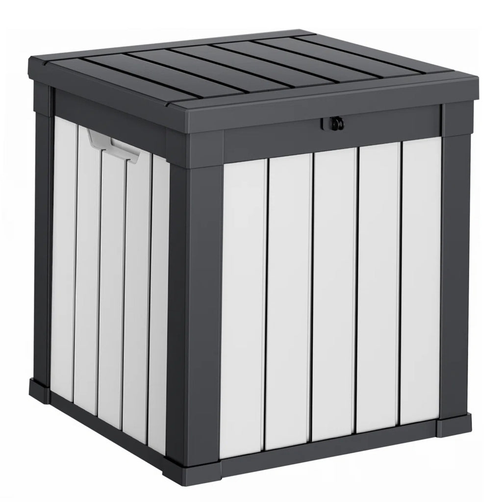 50 Gallon Outdoor Deck Box, Water-Resistant Resin Storage Box with Lockable Lid for Patio