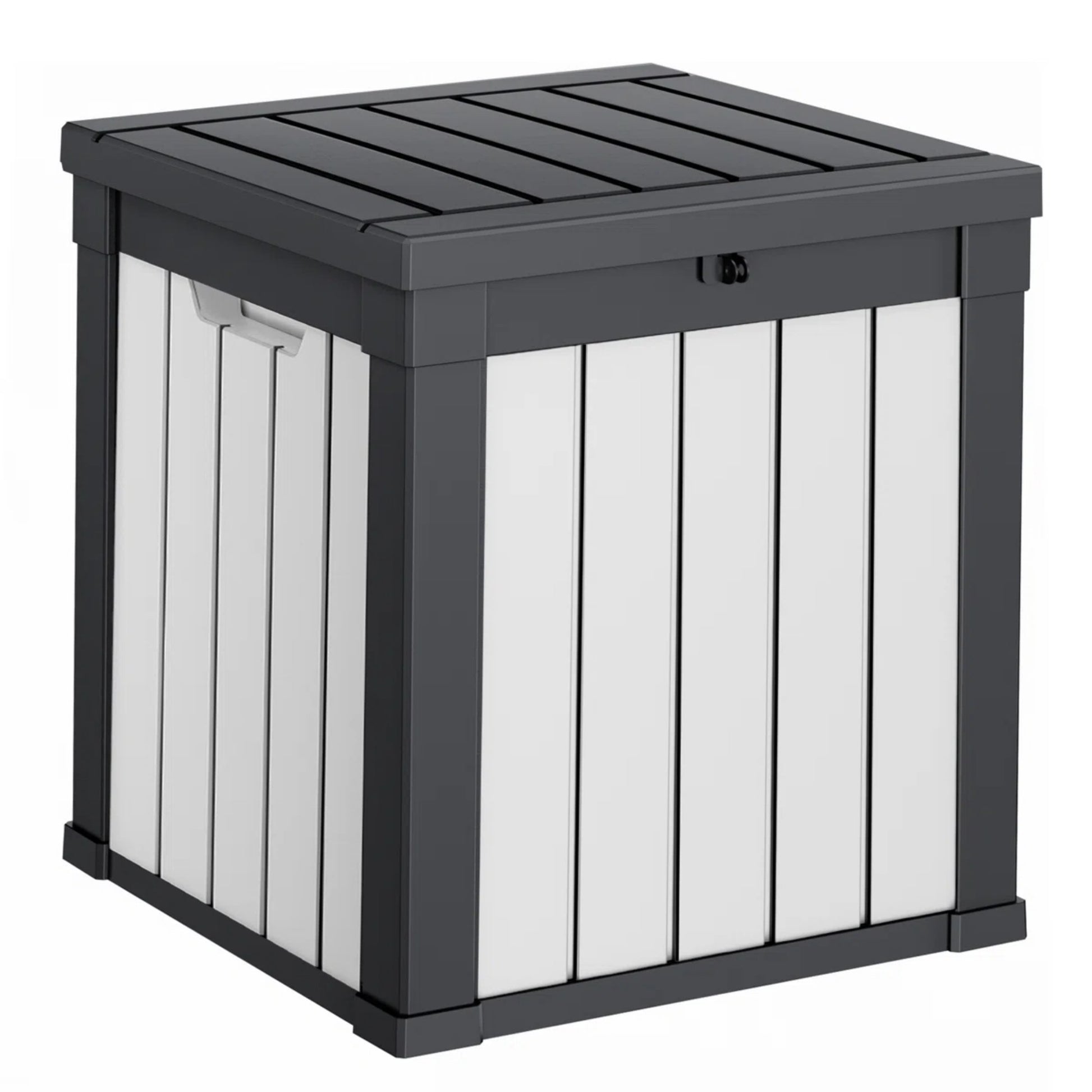 50 Gallon Outdoor Deck Box, Water-Resistant Resin Storage Box with Lockable Lid for Patio