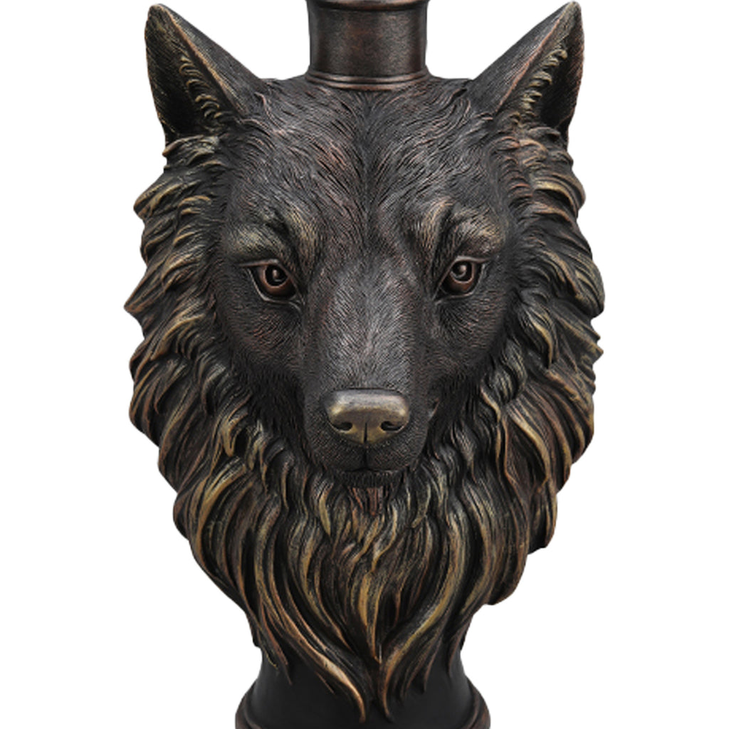 Wolf Head Accent Table, Animal Statue End Table for Living Room Home Decor