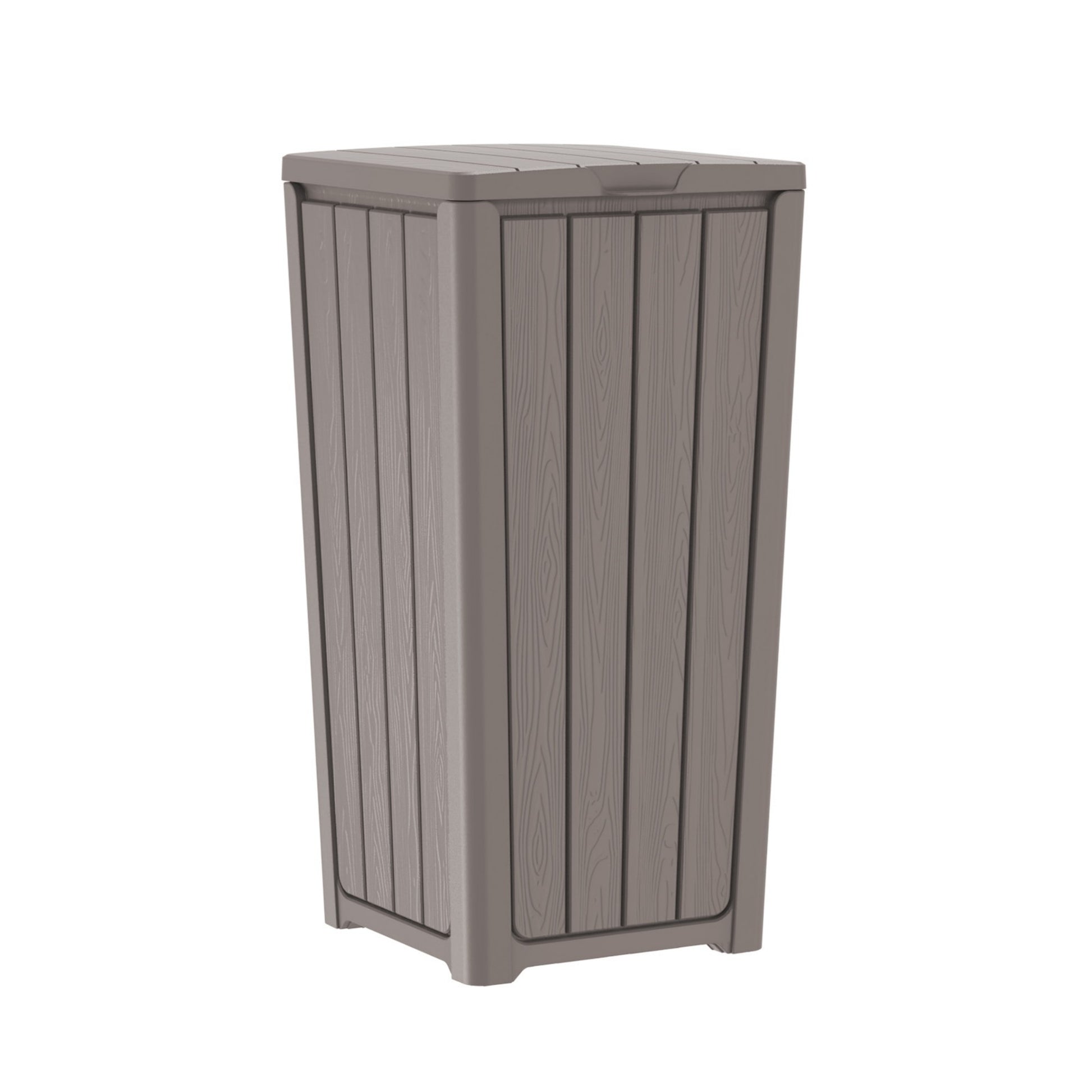 23 Gallon Outdoor Trash Bin, Resin Manual Lift Garbage & Recycling Storage Deck Box with Lid