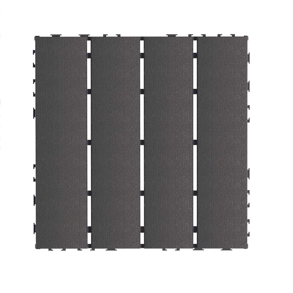 Chic Crate 44 Pack 12'' Interlocking Plastic Deck Tiles – Dark Gray, Waterproof