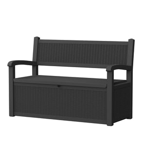 70 Gallon Deck Box, Outdoor Resin Storage Bench with Lid, Durable Patio Storage Box for Organization
