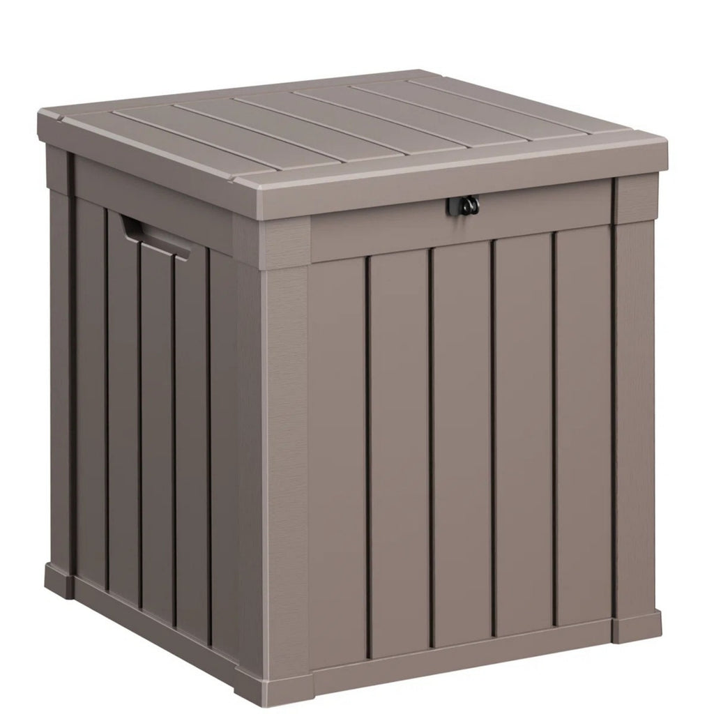 50 Gallon Outdoor Deck Box, Water-Resistant Resin Storage Box with Lockable Lid for Patio