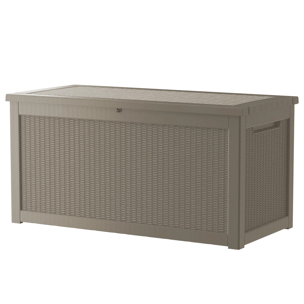 260 Gallon Resin Deck Box, Water-Resistant Lockable Outdoor Storage Box for Patio Organization