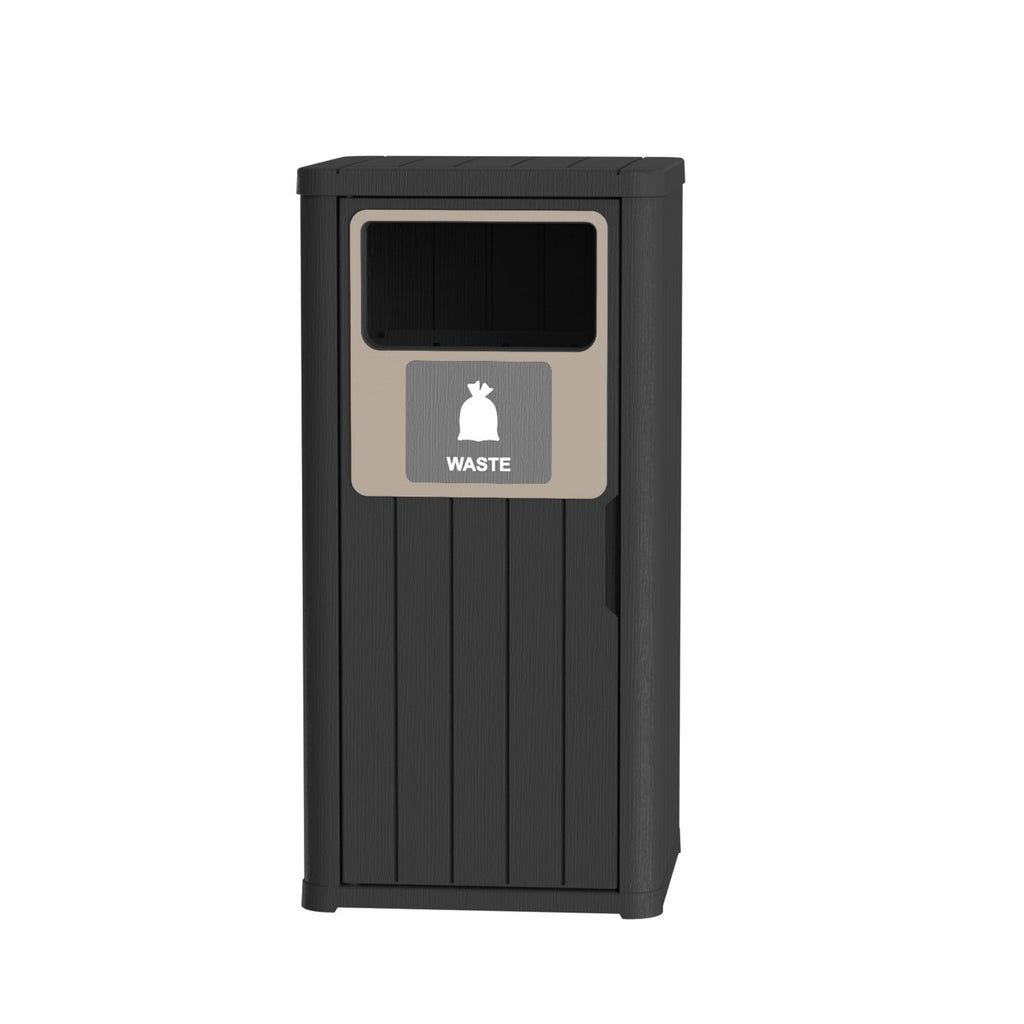 21 Gallon Outdoor Trash Bin, Resin Manual Lift Garbage & Recycling Storage Deck Box with Lid