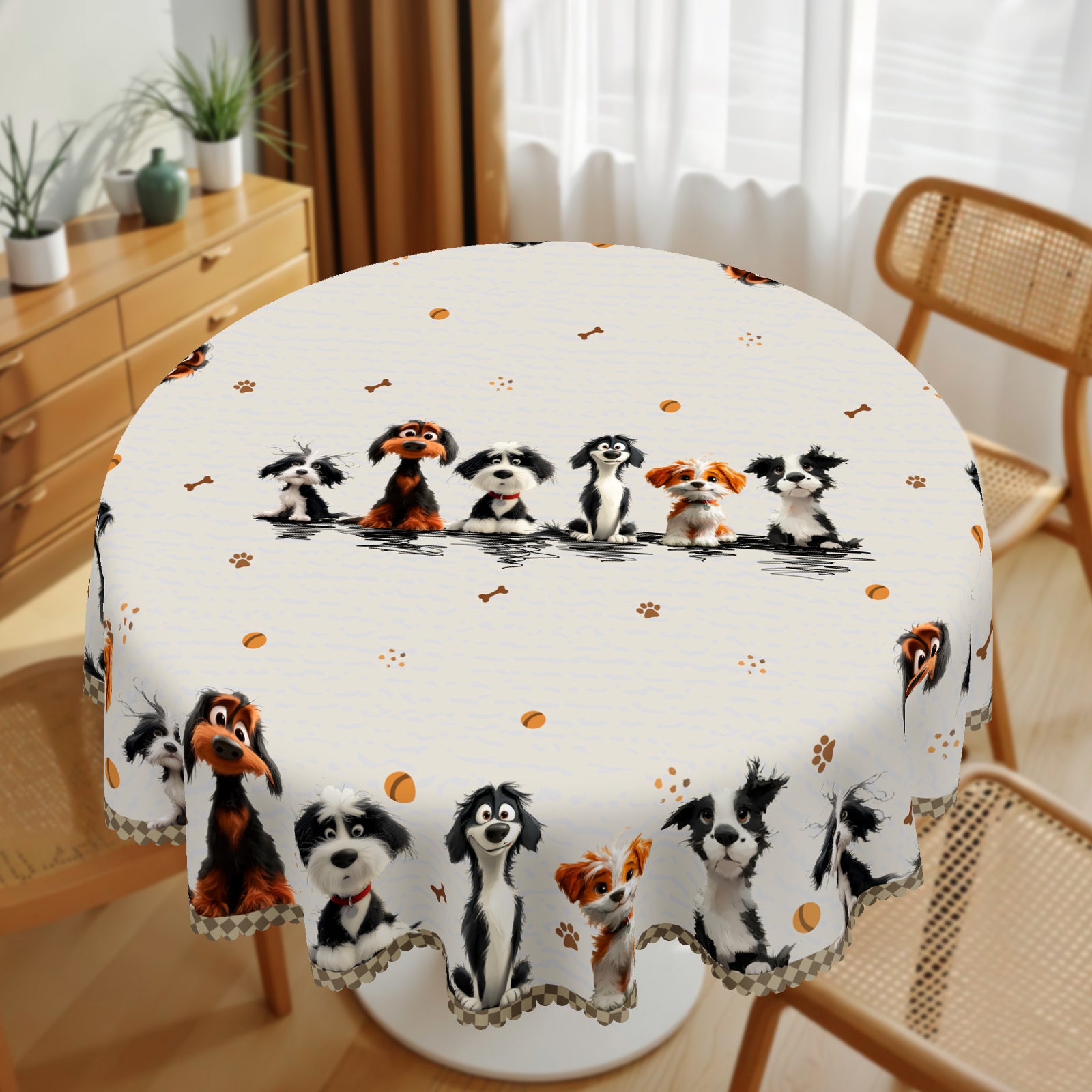 Home Farmhouse Rustic Animals Cat Dog Dresser Scarf for Dining Table, Kitchen Party Farmhouse Decor