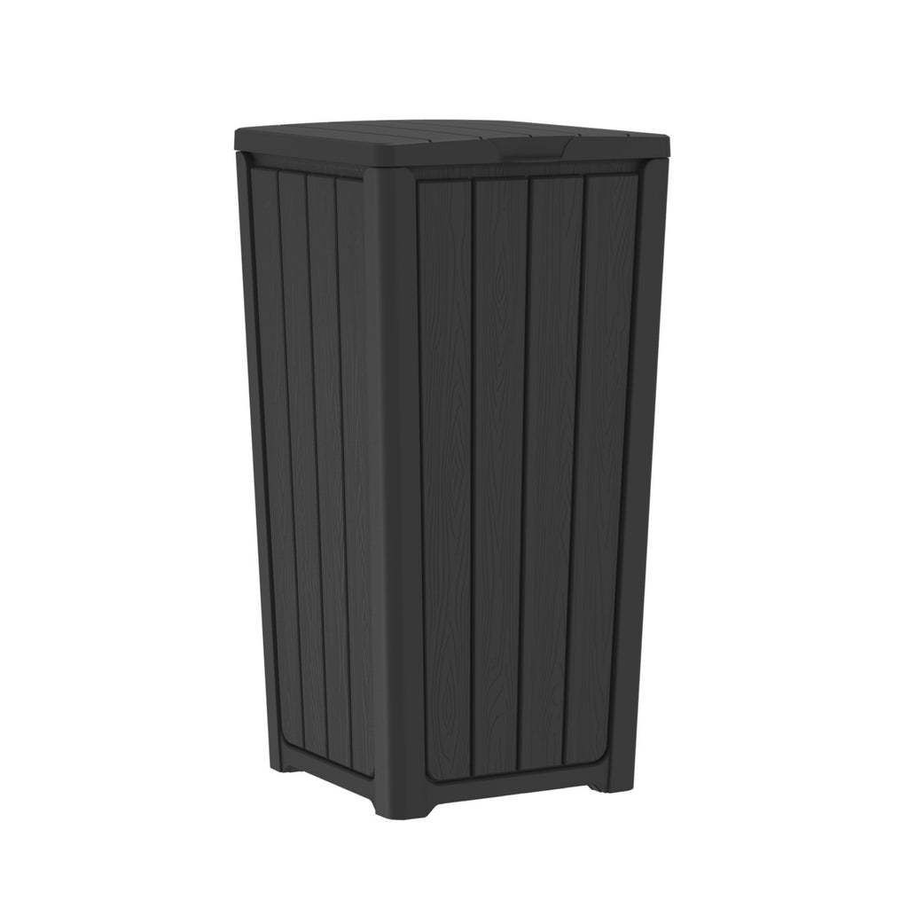 23 Gallon Outdoor Trash Bin, Resin Manual Lift Garbage & Recycling Storage Deck Box with Lid