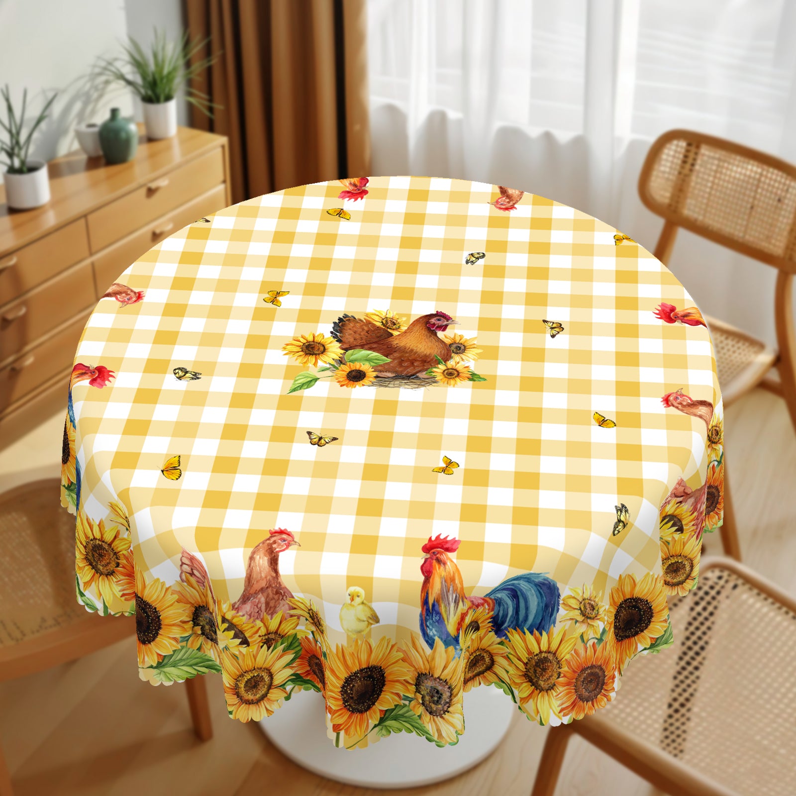 Farmhouse Tablecloth Vintage Style Chicken Cat Table Cover Farmhouse Animal Decor Tablecloth for Kitchen Dining Party