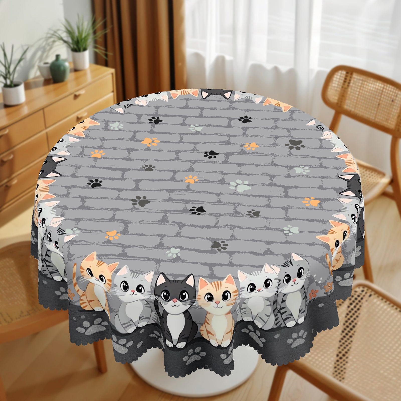 Home Farmhouse Rustic Animals Cat Dog Dresser Scarf for Dining Table, Kitchen Party Farmhouse Decor