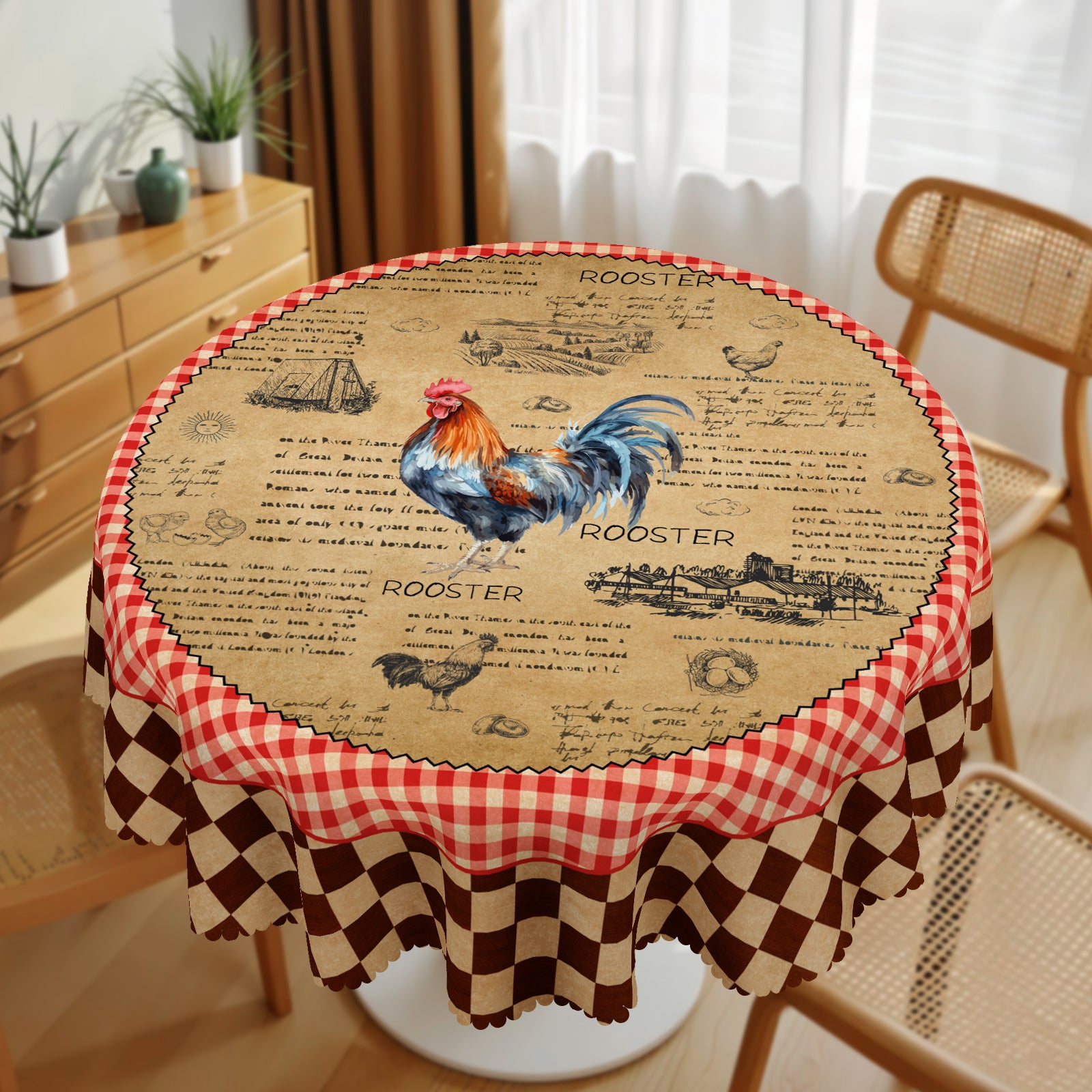 Farmhouse Tablecloth Vintage Style Chicken Cat Table Cover Farmhouse Animal Decor Tablecloth for Kitchen Dining Party