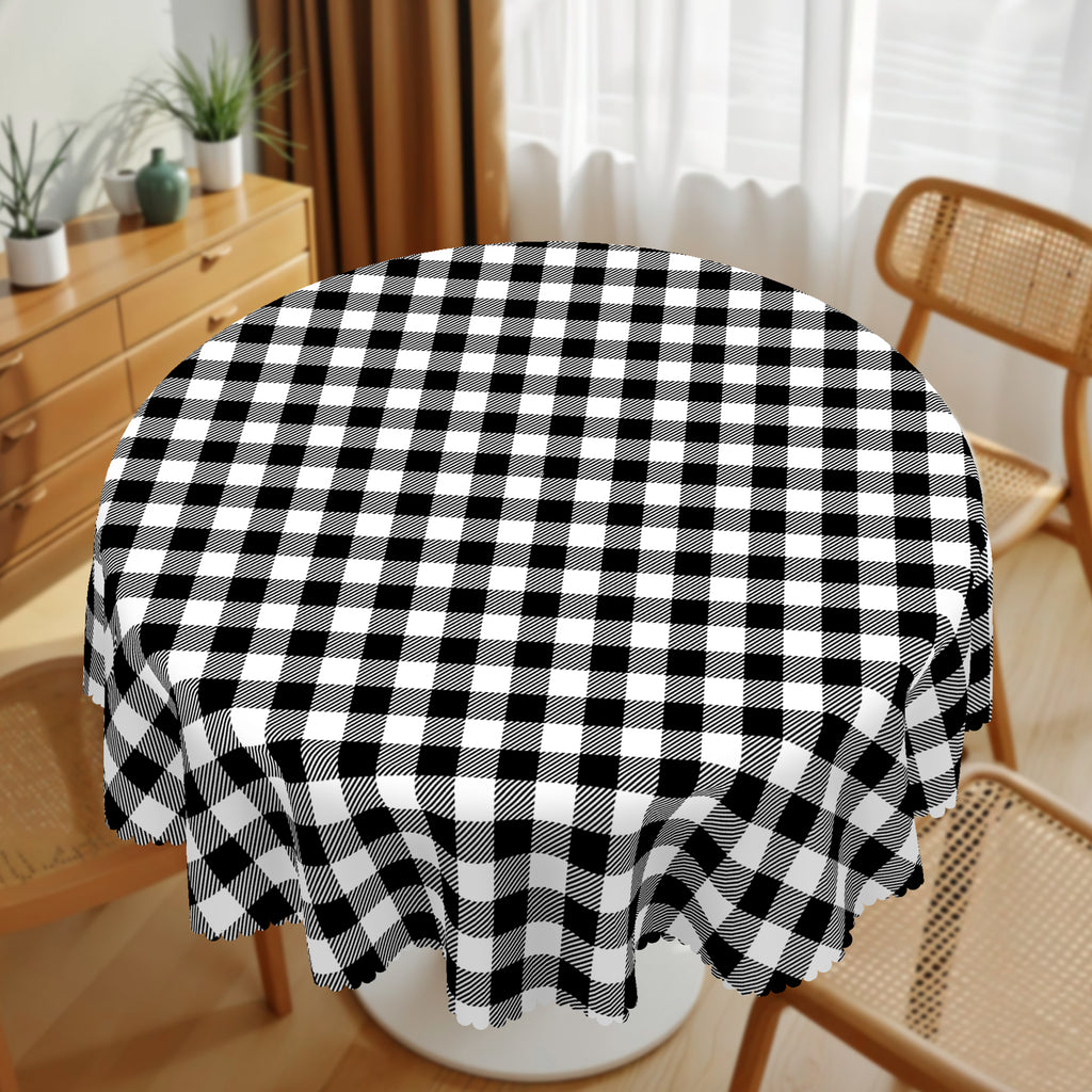 Black and White Plaid Tablecloth, Dustproof Easy-Care Checkered Dining Table Cover for Everyday Use and Festive Decor