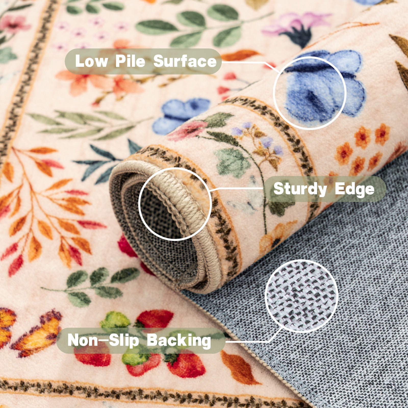 5x7ft Washable Vintage Area Rug, Thin Distressed Non-Slip Traditional Carpet for Living Room Bedroom Kitchen Dining Room