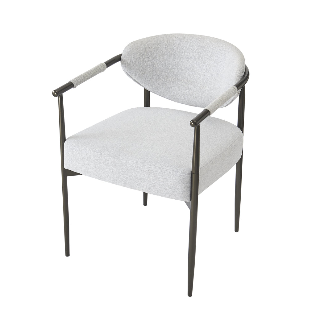 Modern Dining Armchairs with Thick Padded Cushion & Bronze Iron Legs (Set of 2)