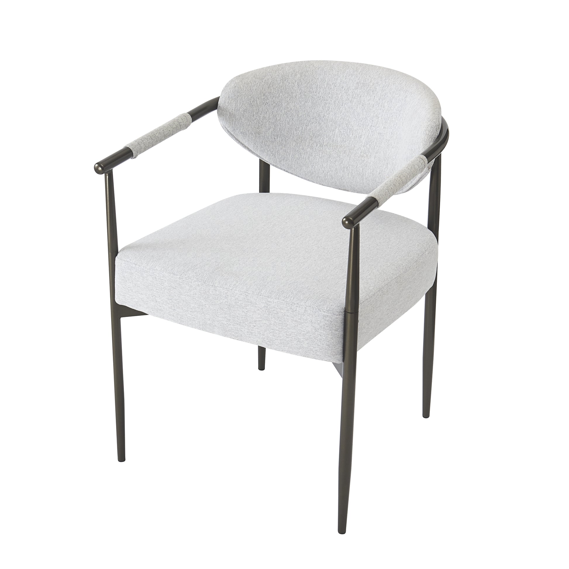 Modern Dining Armchairs with Thick Padded Cushion & Bronze Iron Legs (Set of 2)