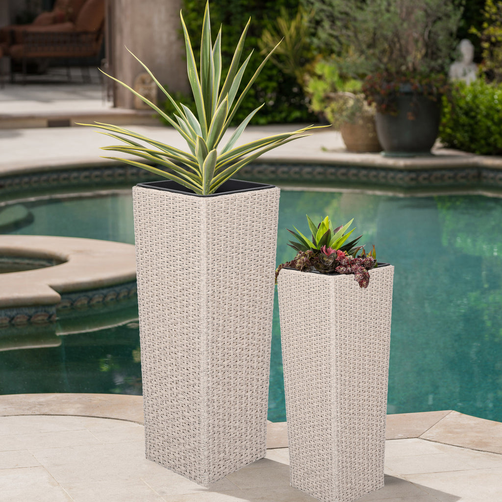 Multi Size Round MGO Planter Set Cement Texture Plant Pots with Drainage for Home Garden