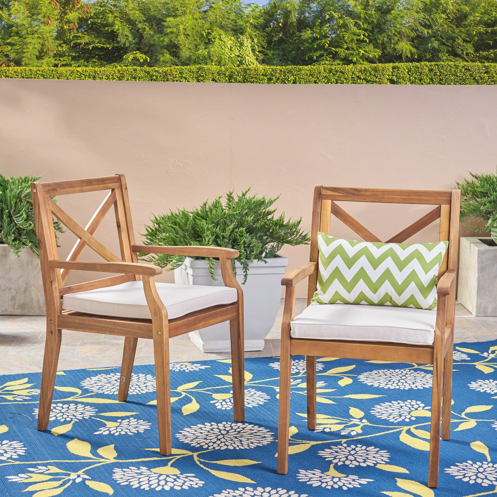 Outdoor Wicker Dining Chairs Set of 2 All-Weather Patio Chairs for Garden
