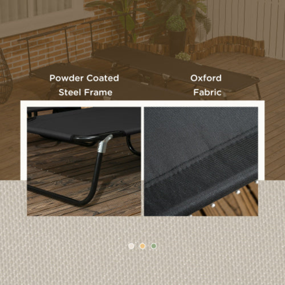 Folding Chaise Lounge Pool Chair with Canopy Shade, Reclining Back, Steel Frame & Side Pocket,  Perfect for Beach, Yard, Patio - 2 PCS Black