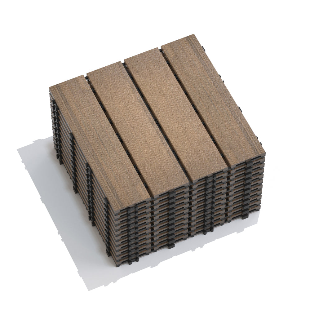 Chic Crate 22-Pack 12inch WPC Wood-Plastic Composite Interlocking Deck Tiles –  Oak