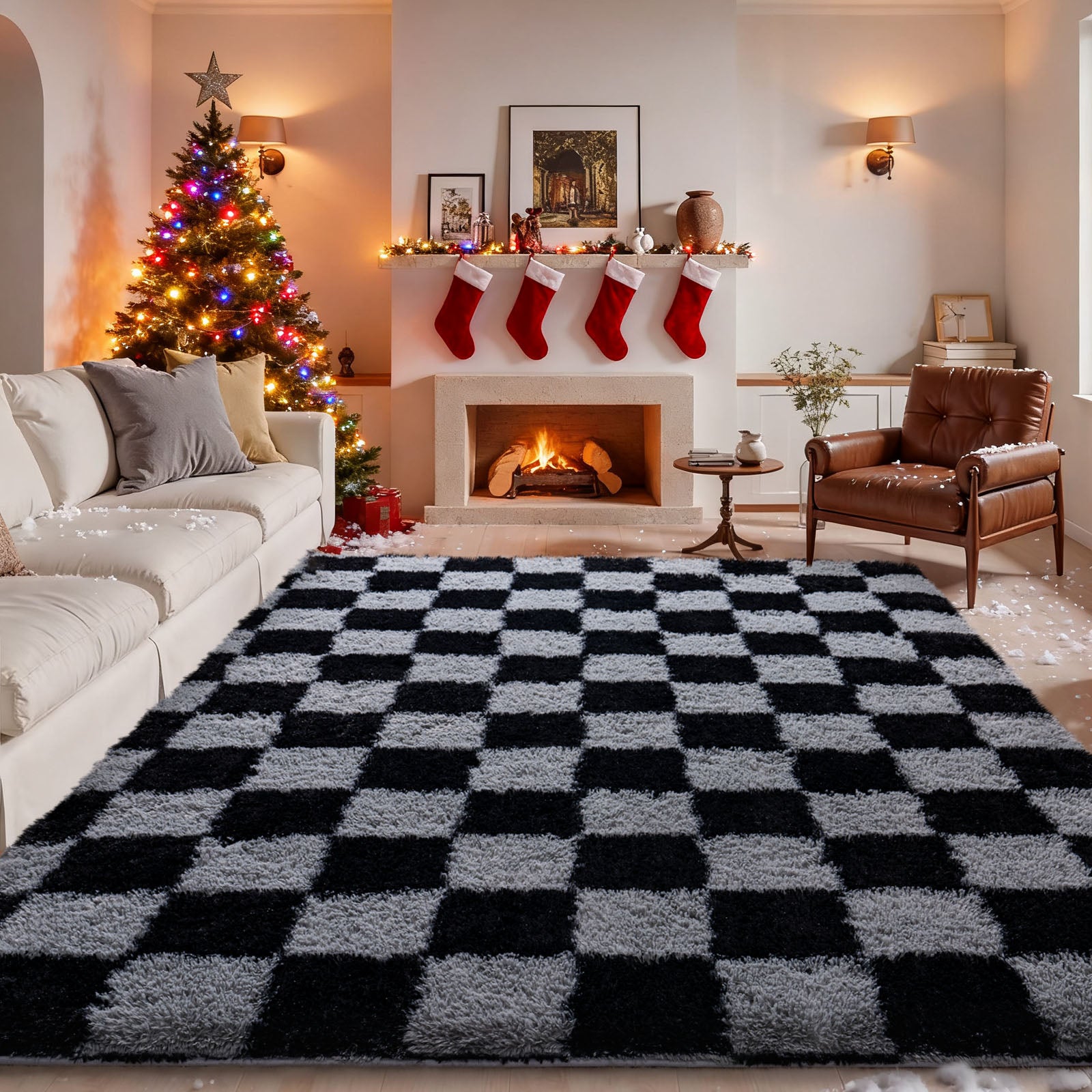Soft Shag Area Rug 6x9 for Living Room or Bedroom, Fluffy Non-Slip Plush Carpet, Cozy Fuzzy Indoor Rug