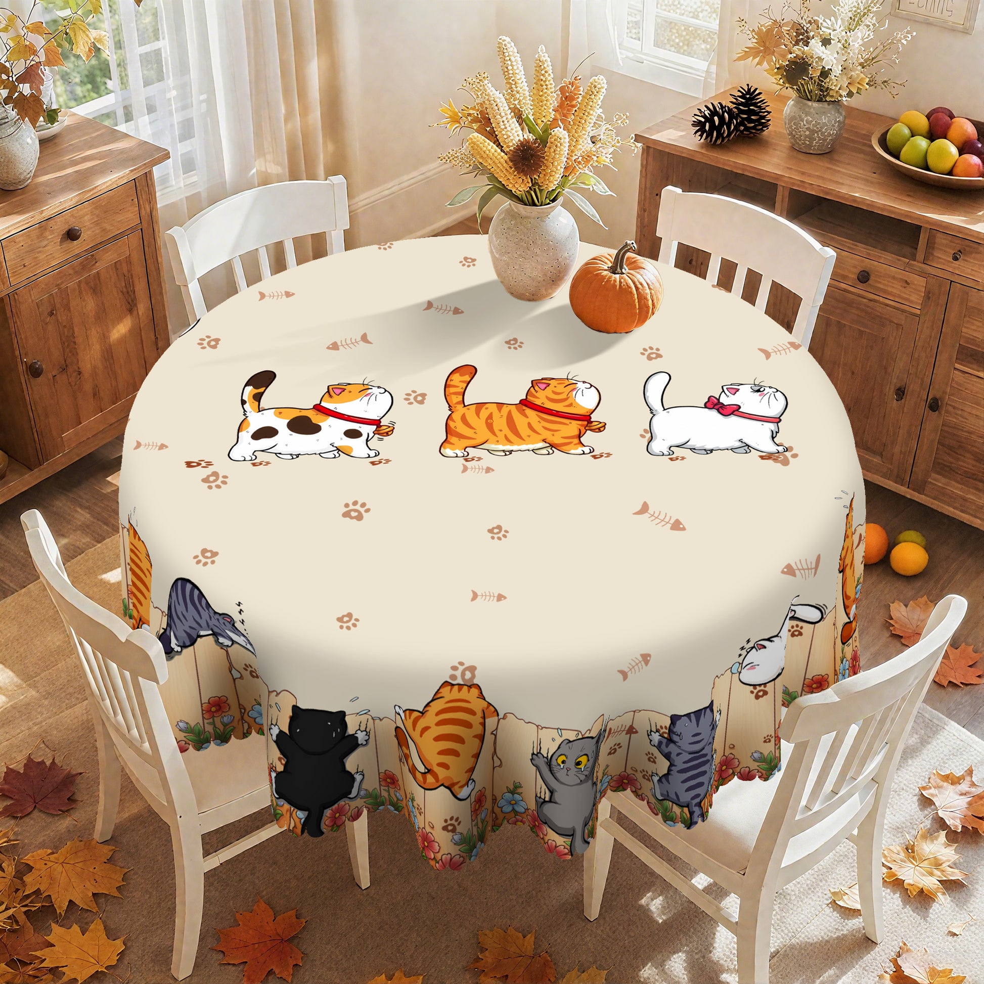 Farmhouse Tablecloth Vintage Style Chicken Cat Table Cover Farmhouse Animal Decor Tablecloth for Kitchen Dining Party