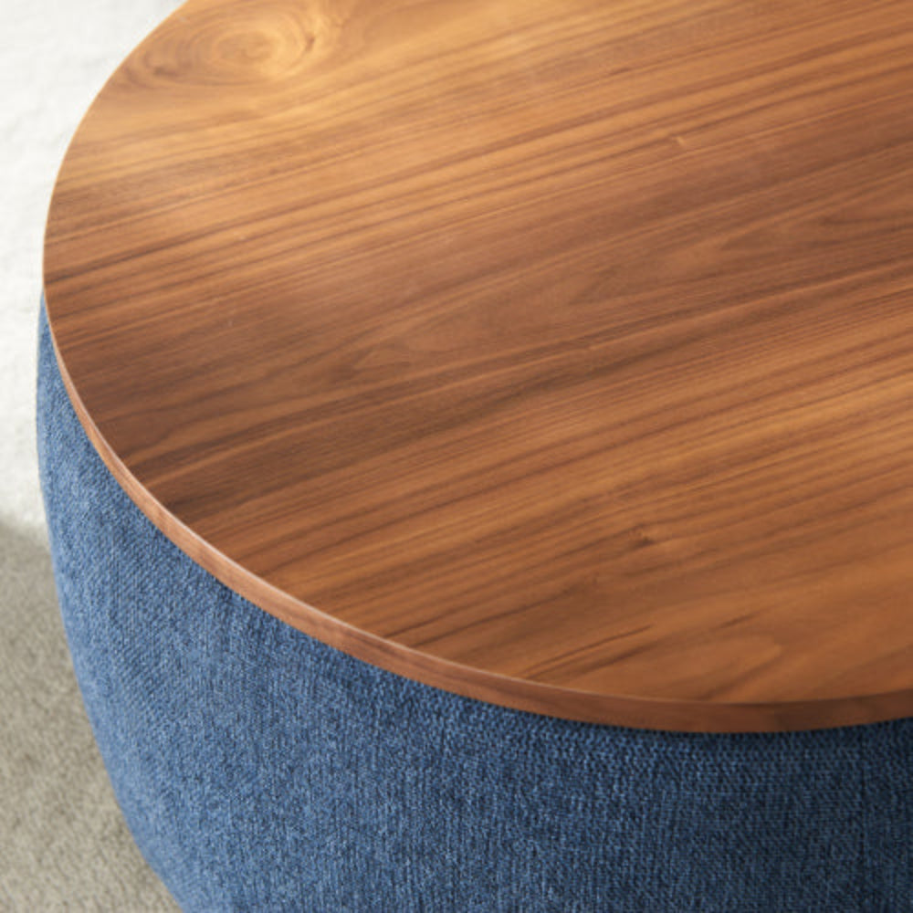 Round Storage Table, 2-in-1 Multi-Function as End Table & Ottoman, 25.5"x25.5"x14.5", Modern End Table for Living Room & Bedroom Office Navy Blue