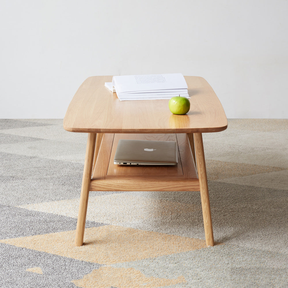 Chic Crate - 100% Solid Wood Coffee Table with Natural Flavor, Easy Assembly, and Storage Shelf - Multifunctional Writing Desk