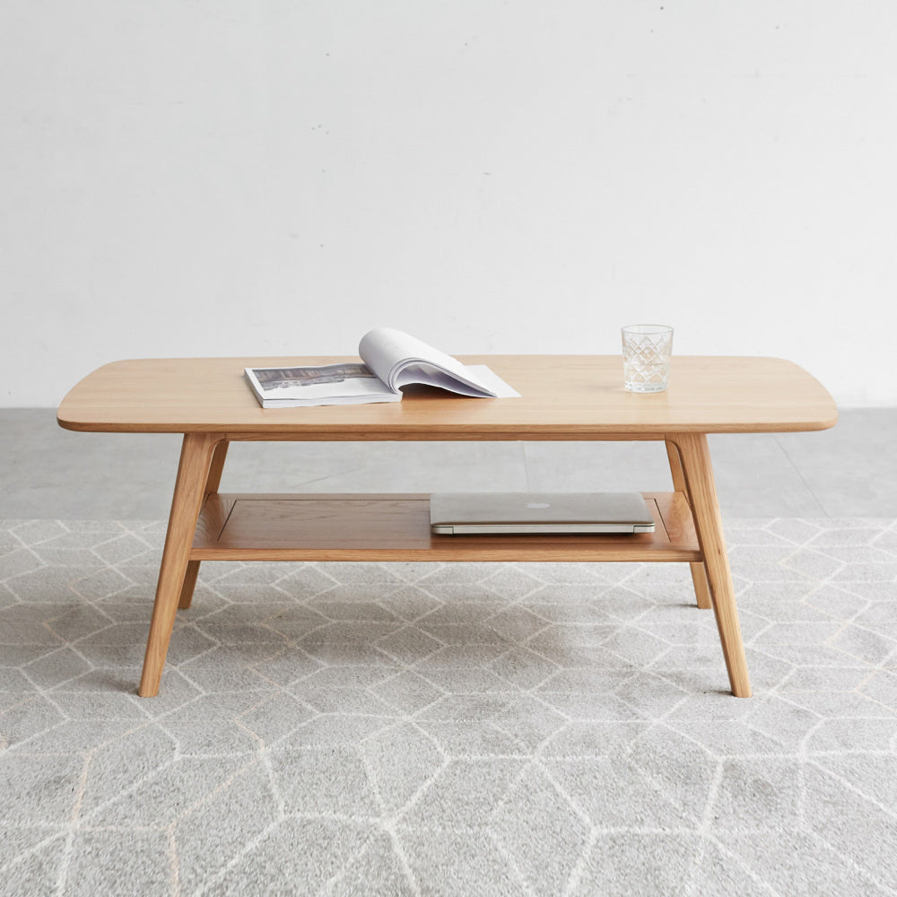 Chic Crate - 100% Solid Wood Coffee Table with Natural Flavor, Easy Assembly, and Storage Shelf - Multifunctional Writing Desk