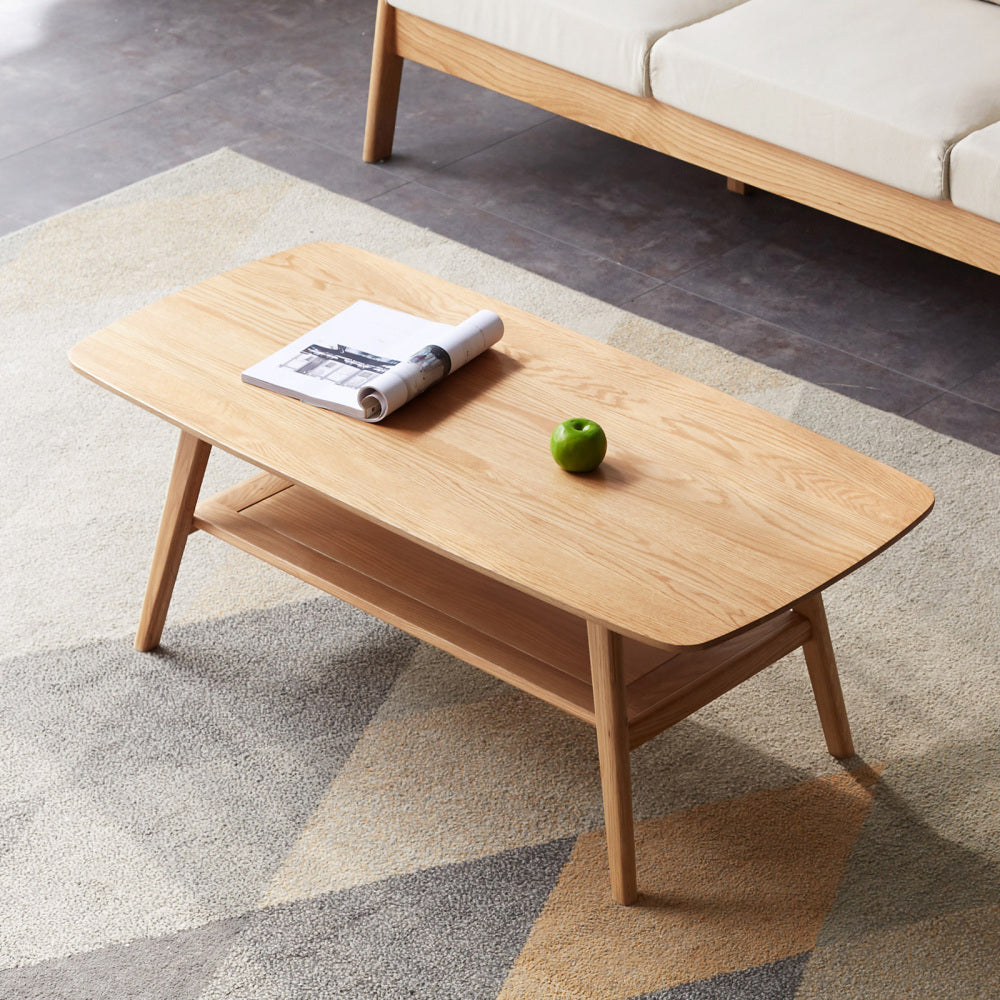 Chic Crate - 100% Solid Wood Coffee Table with Natural Flavor, Easy Assembly, and Storage Shelf - Multifunctional Writing Desk