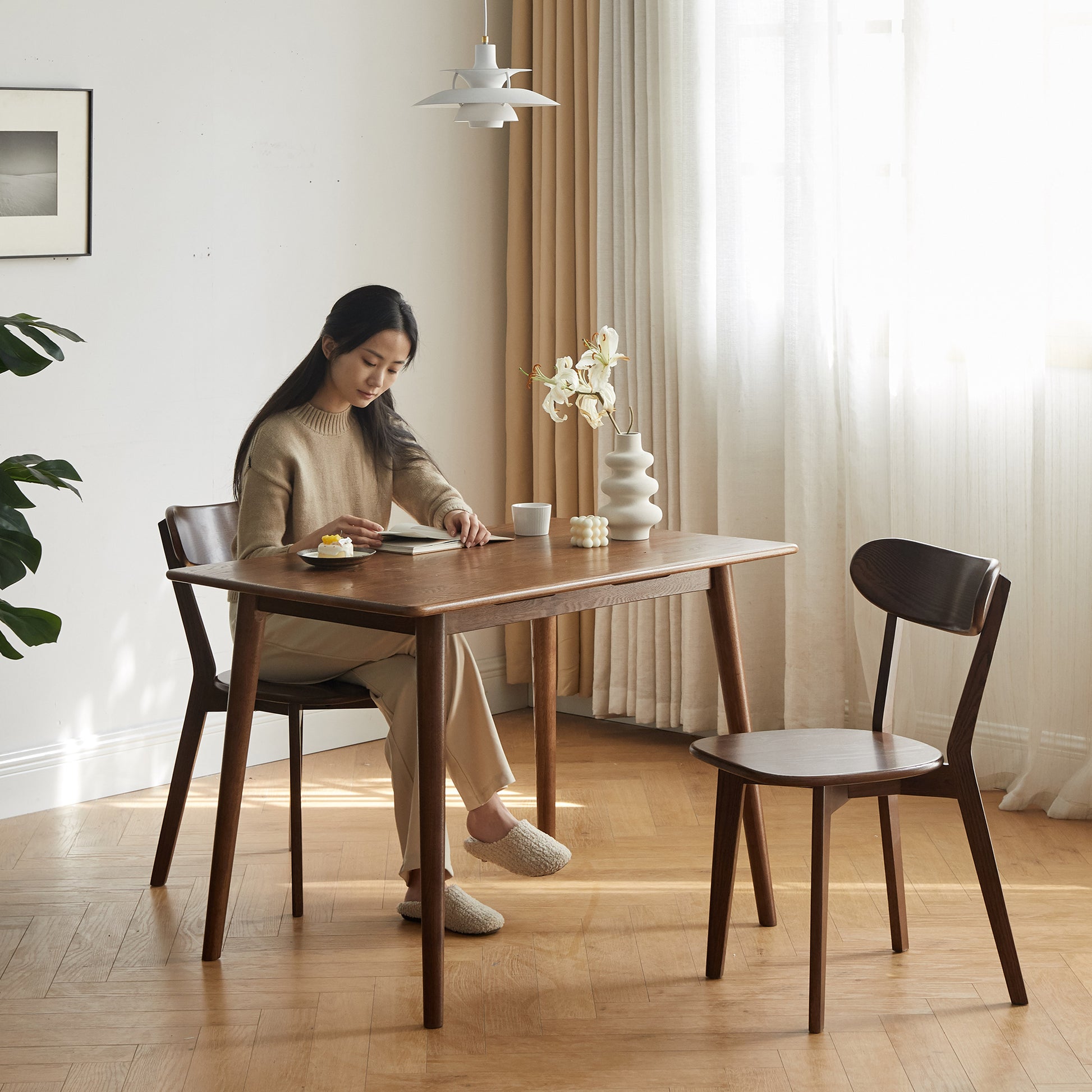 Rustic Solid Oak Wood Dining Chair Natural Kitchen Seat 46.5x54x80cm