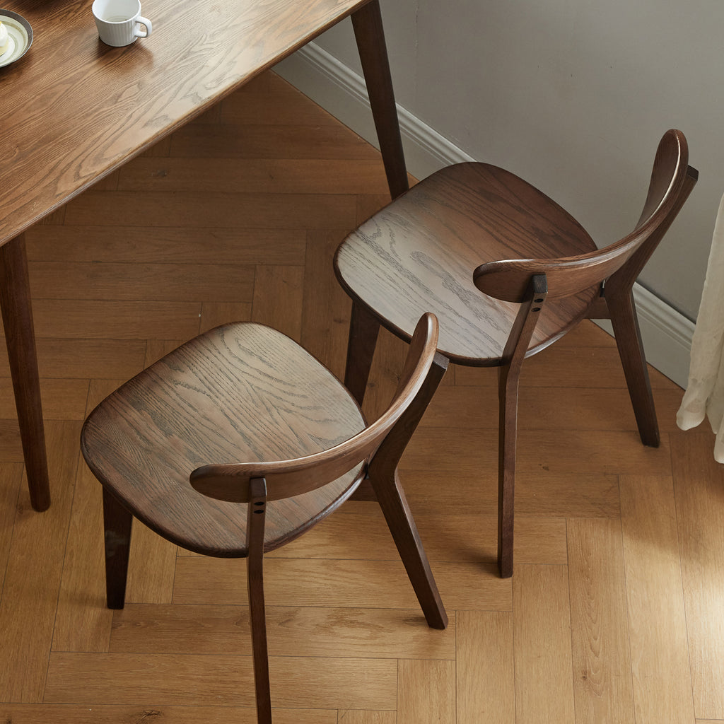 Rustic Solid Oak Wood Dining Chair Natural Kitchen Seat 46.5x54x80cm