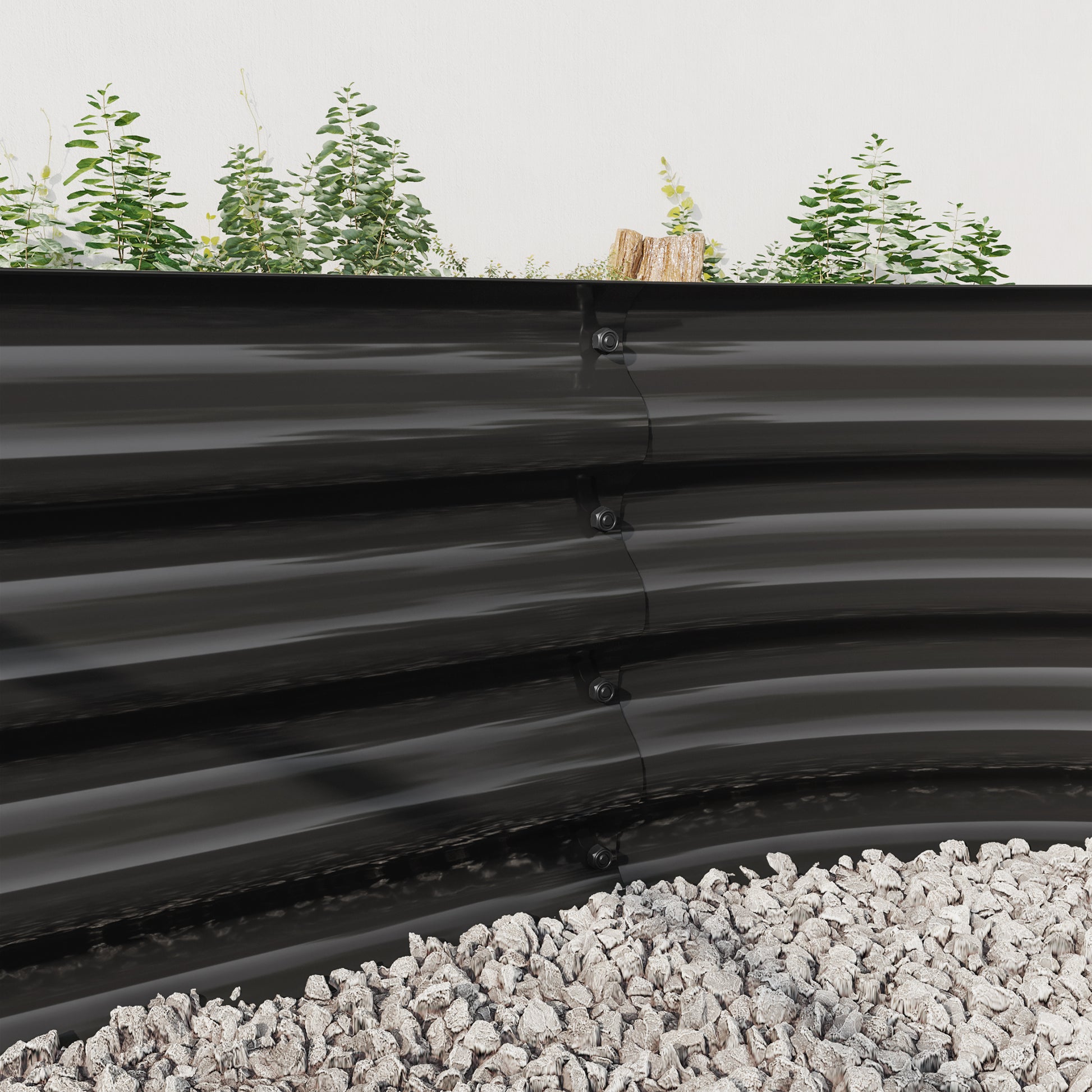 Raised Garden Bed Outdoor, Oval Large Metal Raised Planter Bed for for Plants, Vegetables, and Flowers - Black