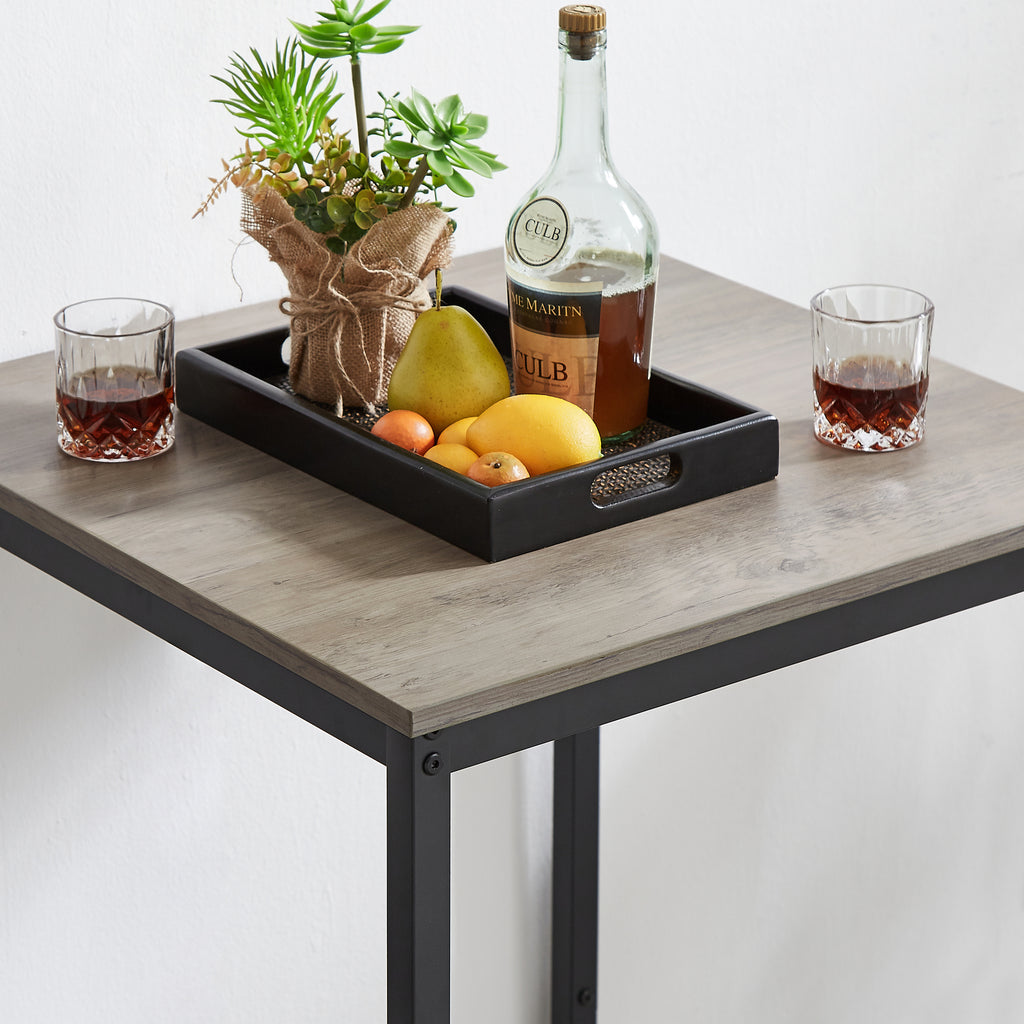 Bar Table Set with 2 PU Soft Seat Stools, Comfortable Backrest Bar Stools Set for Home Kitchen