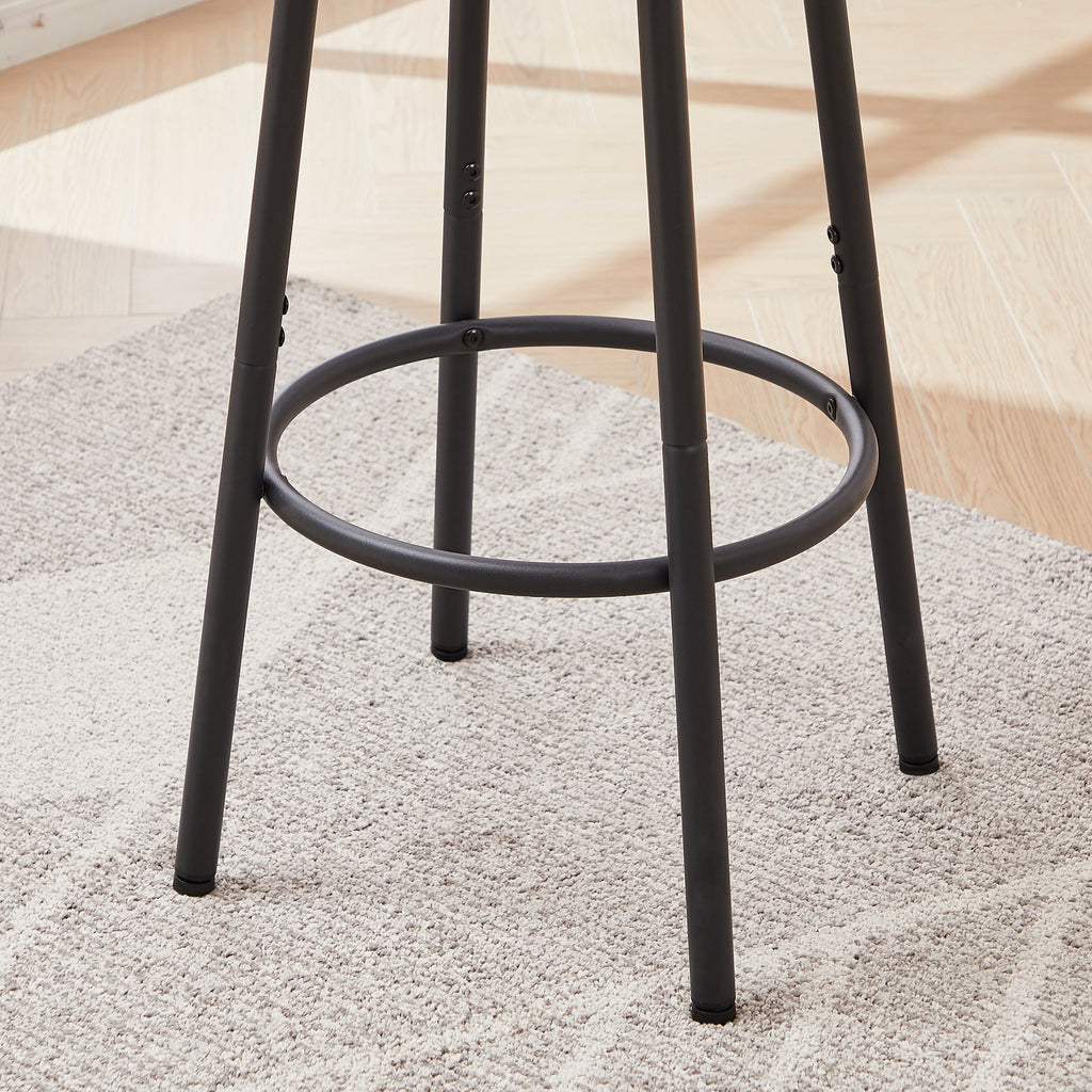 Round Bar Stool Set with Shelves, Rustic Backrest Stools for Home Bar and Kitchen