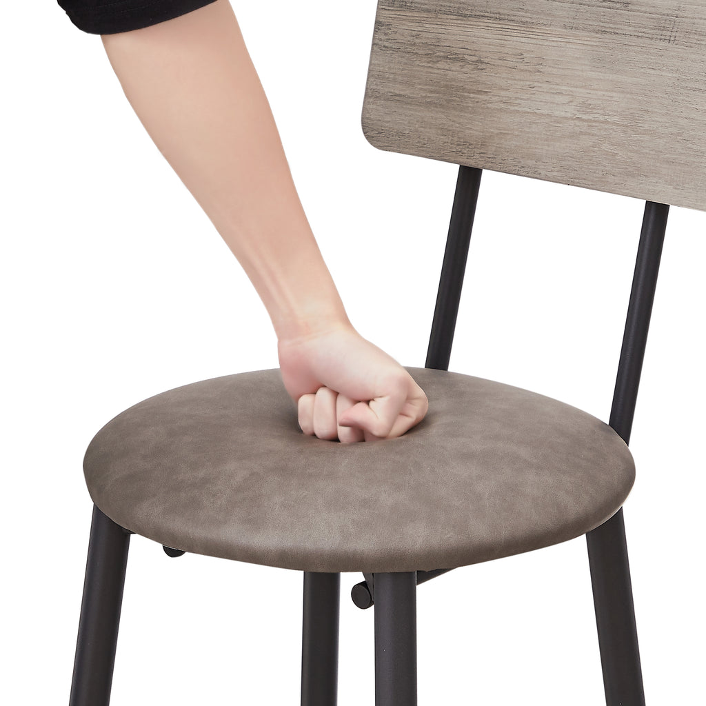 Bar Table Set with 2 PU Soft Seat Stools, Comfortable Backrest Bar Stools Set for Home Kitchen