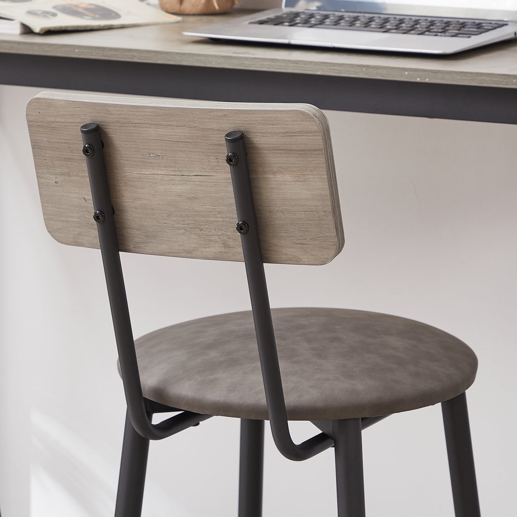 Bar Table Set with 2 PU Soft Seat Stools, Comfortable Backrest Bar Stools Set for Home Kitchen