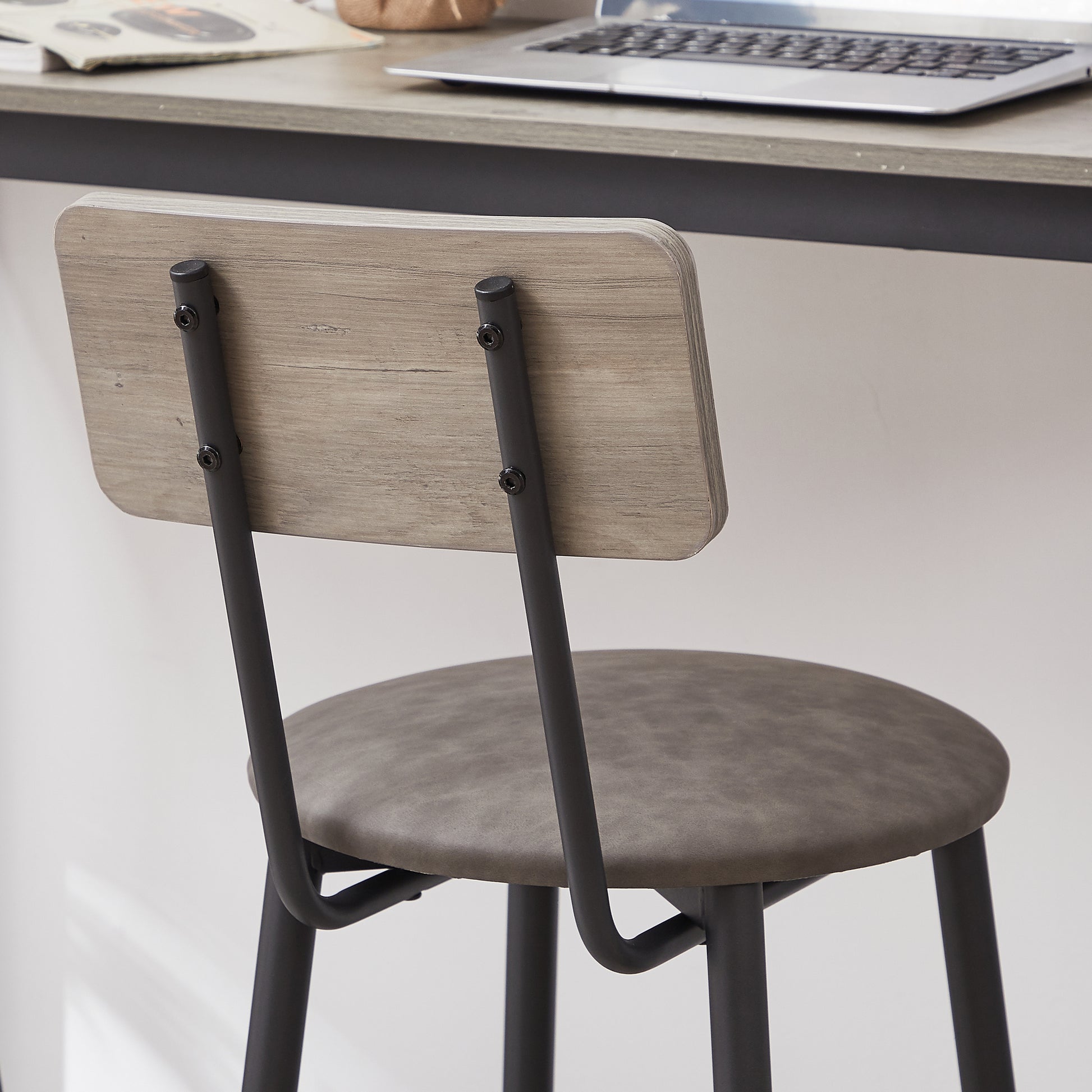 Bar Table Set with 2 PU Soft Seat Stools, Comfortable Backrest Bar Stools Set for Home Kitchen