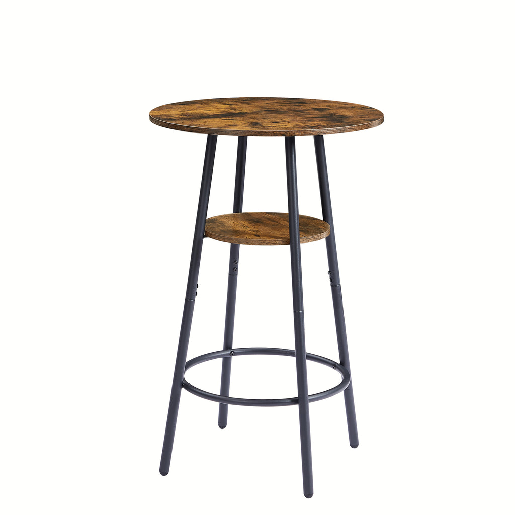 Round Bar Stool Set with Shelves, Rustic Backrest Stools for Home Bar and Kitchen