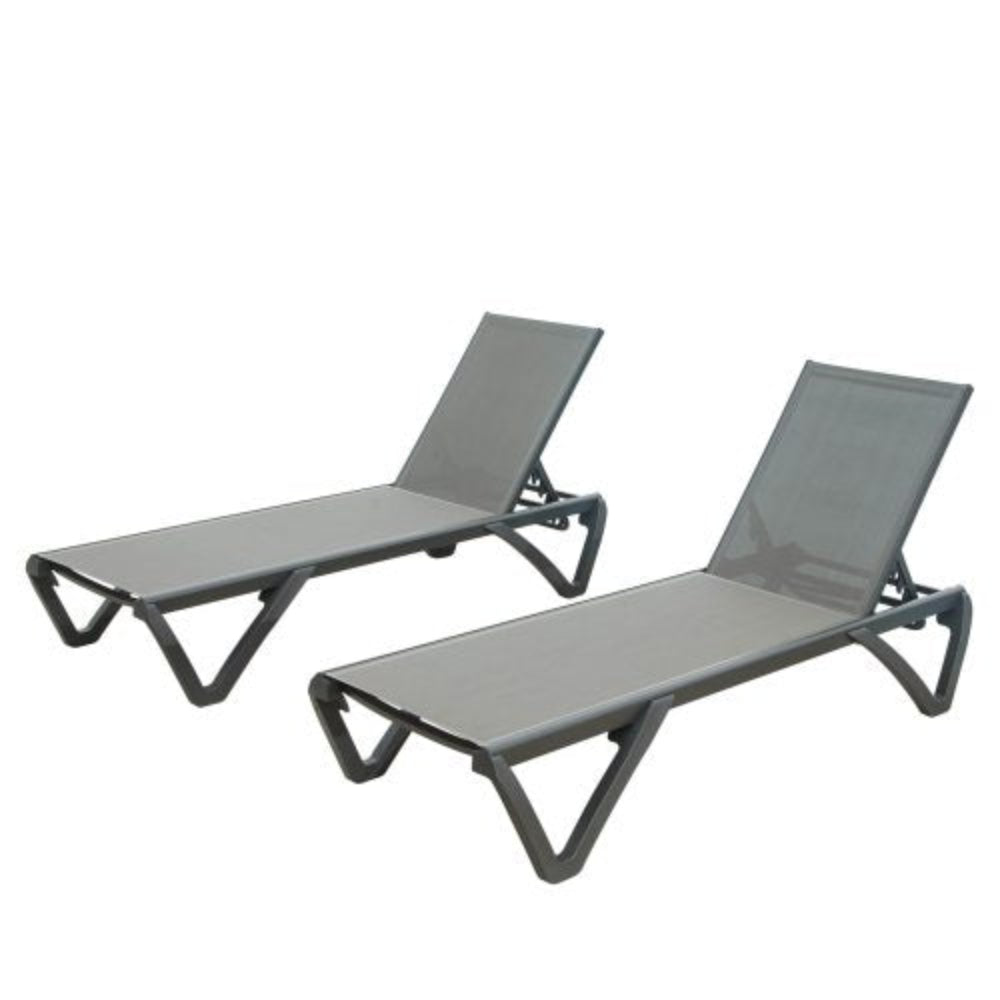 Outdoor Aluminum Patio Chaise Lounge with Adjustable Backrest, Polypropylene Poolside Chair for Sunbathing, Ideal for Beach, Yard & Balcony