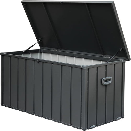 100 Gallon Patio Steel Storage Deck Box, Waterproof Lockable Bin for Cushions, Pillows & Tools