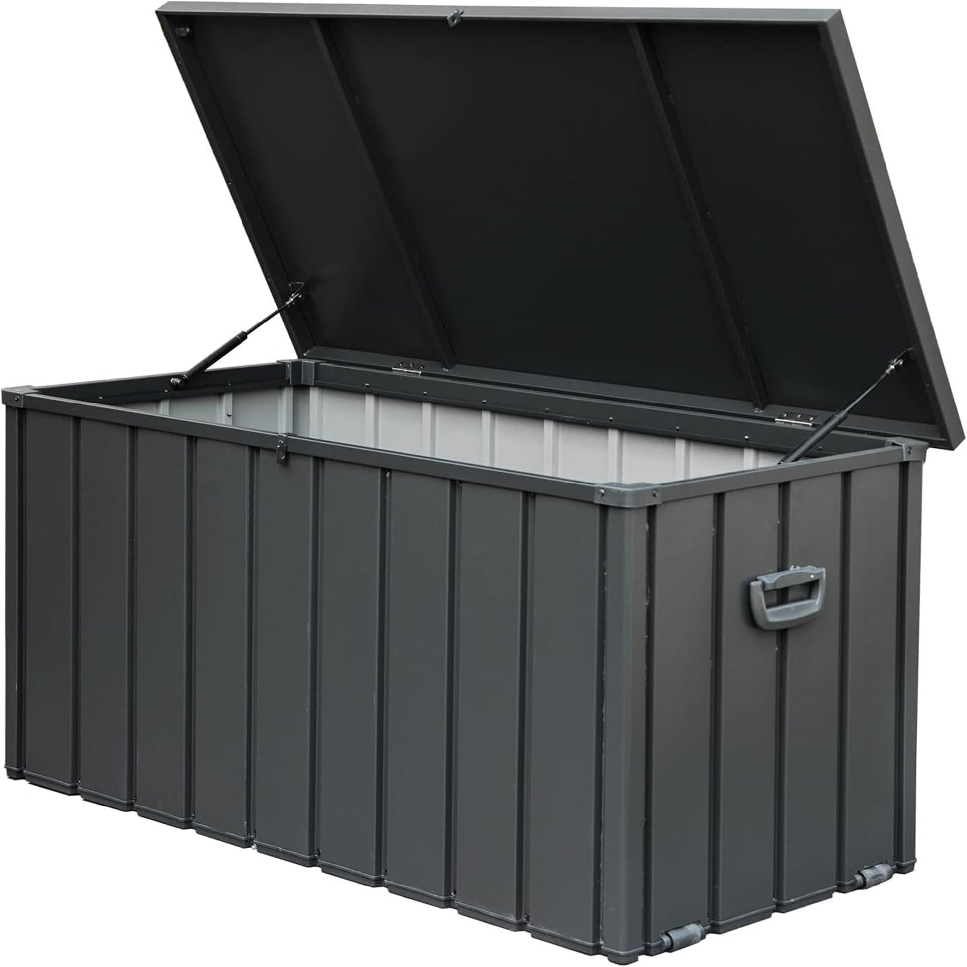 160 Gallon Patio Steel Storage Deck Box, Waterproof Lockable Bin for Cushions, Pillows & Tools