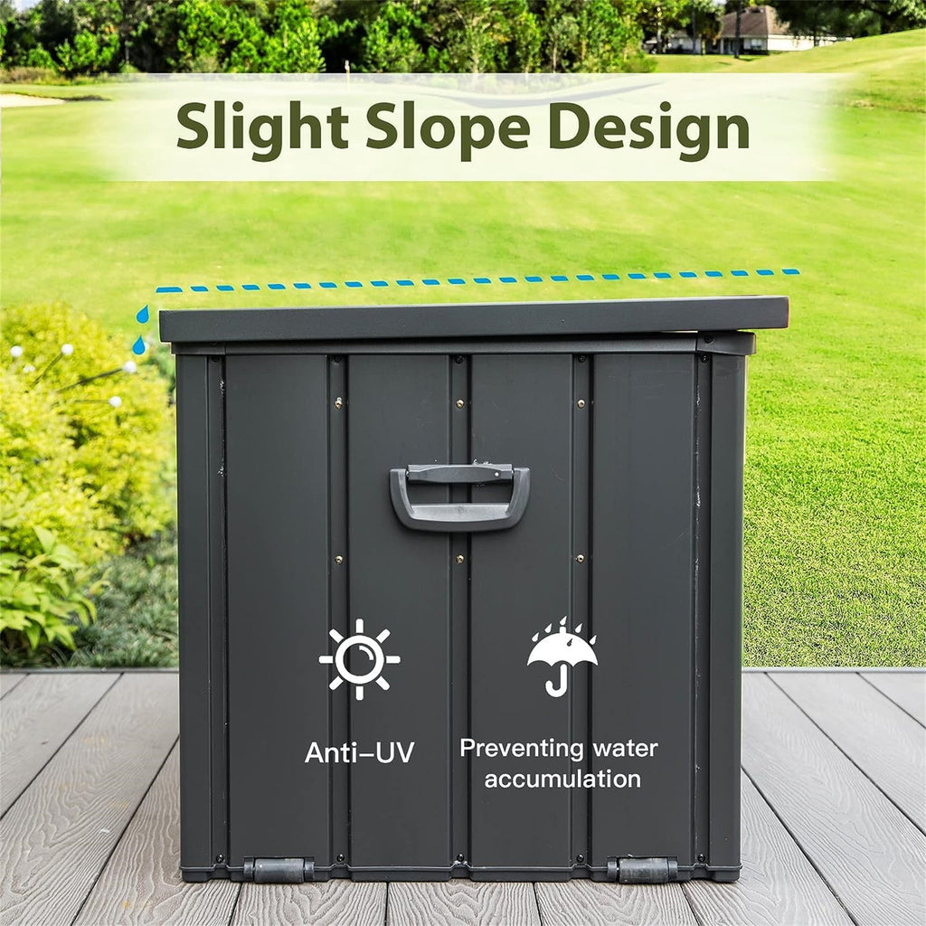 150 Gallon Patio Steel Storage Deck Box, Waterproof Lockable Bin for Cushions, Pillows & Tools