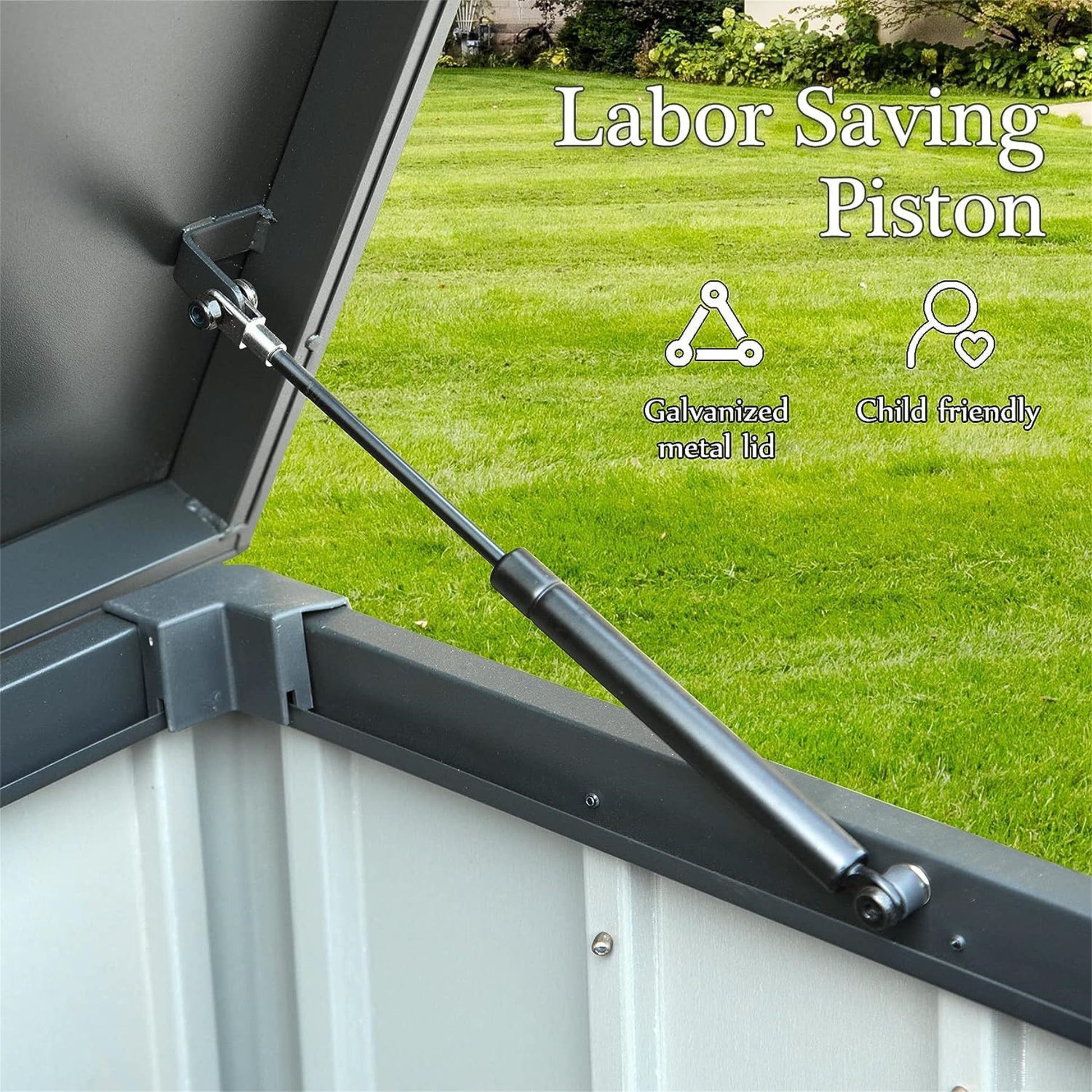 150 Gallon Patio Steel Storage Deck Box, Waterproof Lockable Bin for Cushions, Pillows & Tools